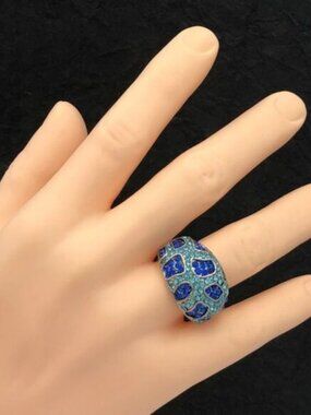 Blue Rhinestone Statement Cocktail Stretch Ring